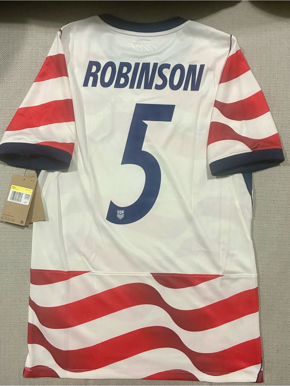 Nike USMNT World Cup 2026 home player jersey Jedi Robinson size small